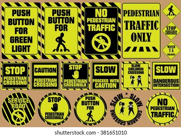 set of pedestrian crossing traffic signs, can be use for road sign. flat vector illustration