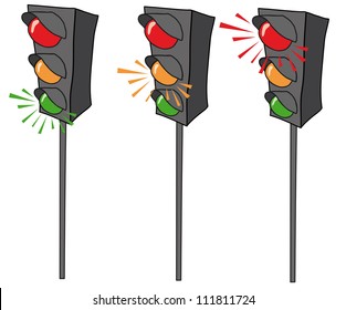 Set of pedestrian traffic lights, isolated on white background