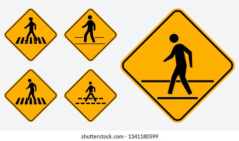 Set of pedestrian walk sign. 