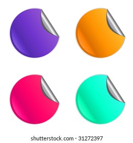 Set of peel off stickers isolated on a white background with shine
