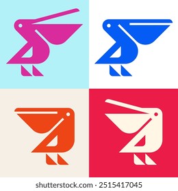 Conjunto do logotipo Pelican. Design de ícones. Elementos do modelo