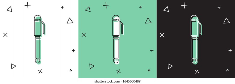 Set Pen icon isolated on white and green, black background.  Vector Illustration