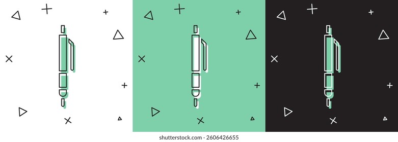 Set Pen icon isolated on white and green, black background.  Vector Illustration