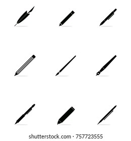  Set of pen icons for graphic design. Isolated objects
