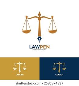 Set of pen law Logo design vector. Suitable for education, law firm and legal symbol