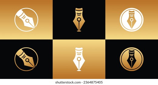 Conjunto de colección de logotipos de lápiz con un vector Premium de estilo creativo