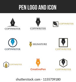 set pen logo, icon, symbol, ilustration design template