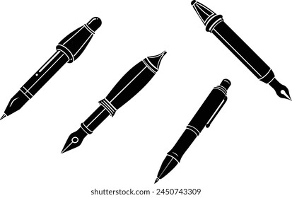 Set of pen silhouette vector illustration