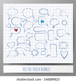 Set of pen sketch speech bubbles for your design. Vector illustration