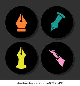 Set The pen tip icon is isolated with shadow. Pen tool sign. Circle button. Vector illustration