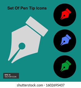Set The pen tip icon is isolated with shadow. Pen tool sign. Circle button. Vector illustration