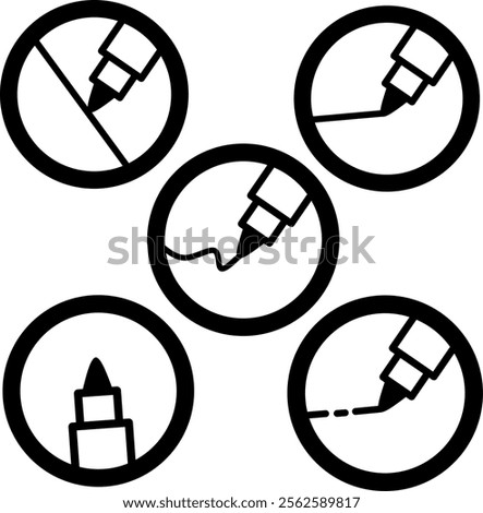 a set of pen tip icons. Write icon collection. Pen, pencil tool icon set vector illustration.
