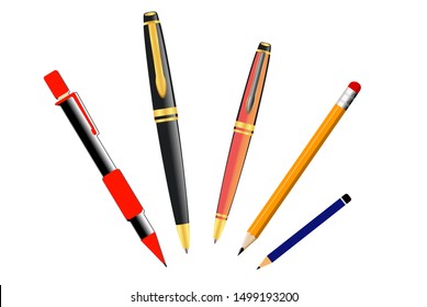 set of pencil or ballpoint in flat mode. easy to modify