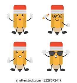 Set pencil cartoon icon vector illustration