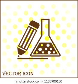 Set of pencil and flask icons