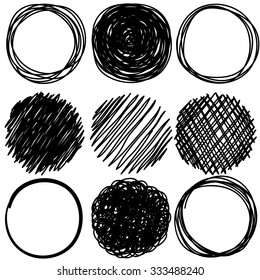 Set of pencil hand drawn doodle circles