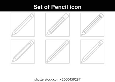 Set of Pencil Icon Line Art Vector Illustration