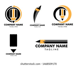 Set of Pencil Icon Vector Logo Template