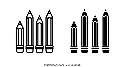 Set of Pencil icons. Flat illustration of icons on a white background