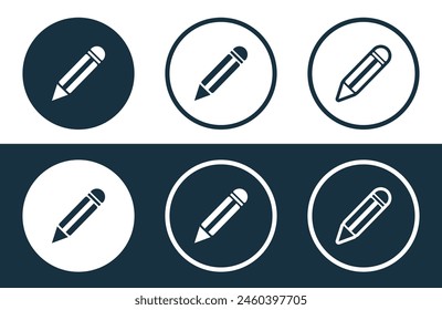 Set of Pencil icons isolated flat and outline style vector illustration