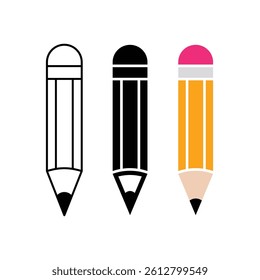 Set of pencil icons. Suitable for mobile interface and web design projects. Vector format