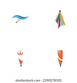 set of Pencil logo and symbol images illustration design on white background
