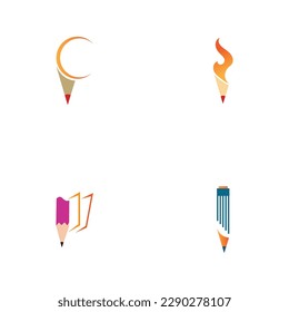 set of Pencil logo and symbol images illustration design on white background