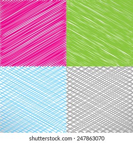 Set of pencil and marker hatching backgrounds. Hand-drawn strokes and scribbles. Vector