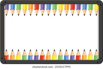 A set of pencil on board background. Board with set of pencil. Back to school. Isolate vector illustration.