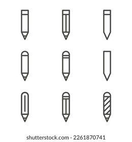 Conjunto de iconos de esquema de lápiz. Stroke editable. Vector Eps 10