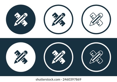 Set of Pencil Scale icons isolated flat and outline style vector illustration
