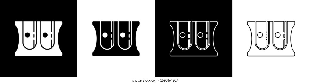Ajuste el icono de agudo de lápiz aislado en fondo blanco y negro. Ilustración vectorial