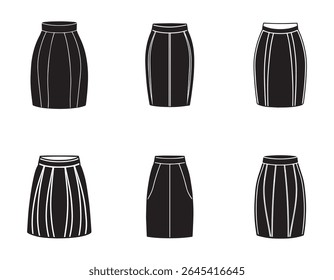 set of pencil skirt sketch icon silhouette vector illustration