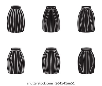 set of pencil skirt sketch icon silhouette vector illustration