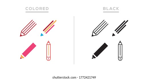 Conjunto de diseño del logotipo del icono del vector del lápiz