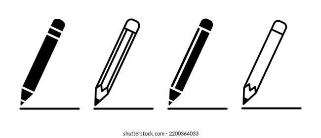 Conjunto de iconos vectoriales de lápiz. Icono de bolígrafo negro. Editar signo. Vector 10 EPS.