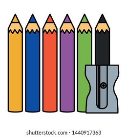 set of pencils colors and sharpener
