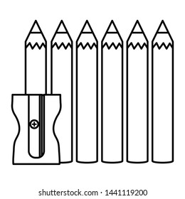 set of pencils colors and sharpener