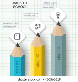 Set of pencils columns of data. Education vector infographics