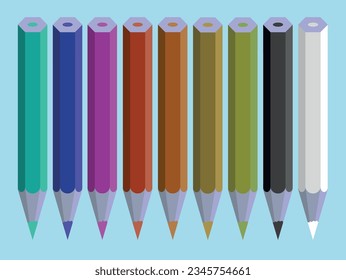 Un conjunto de lápices de colores diferentes. De vuelta a la escuela. Lápices multicolores.
