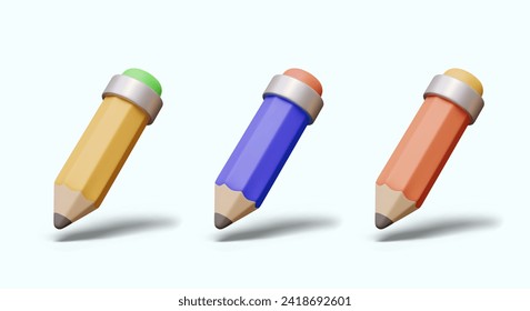 Set of pencils of different colors. Stationery for writing and drawing