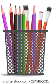 set of pencils in a glass