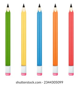 Set of pencils isolated on white background