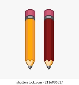 Set of pencils in pixel art style