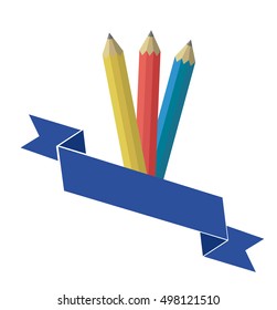 Set of pencils with a ribbon, Vector illustration