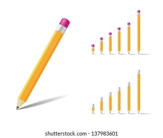 Set of pencils with rubber - illustration