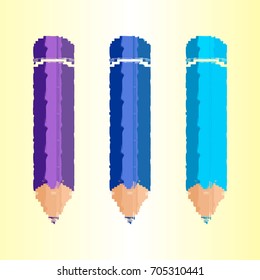 Set of pencils stickers. cute stickers, patches or pins collection