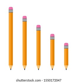 Set of Pencils - vector. Pencil icons. Pencil icon in flat design, isolated.