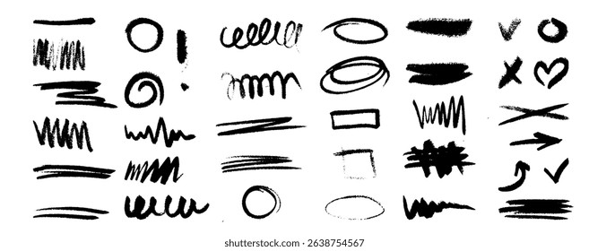 Set of pencil-style underlines, offering a sketchy look for artistic presentations.