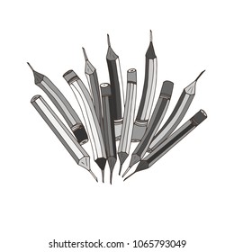 Set of pencils.Vector illustration, drawn by hand